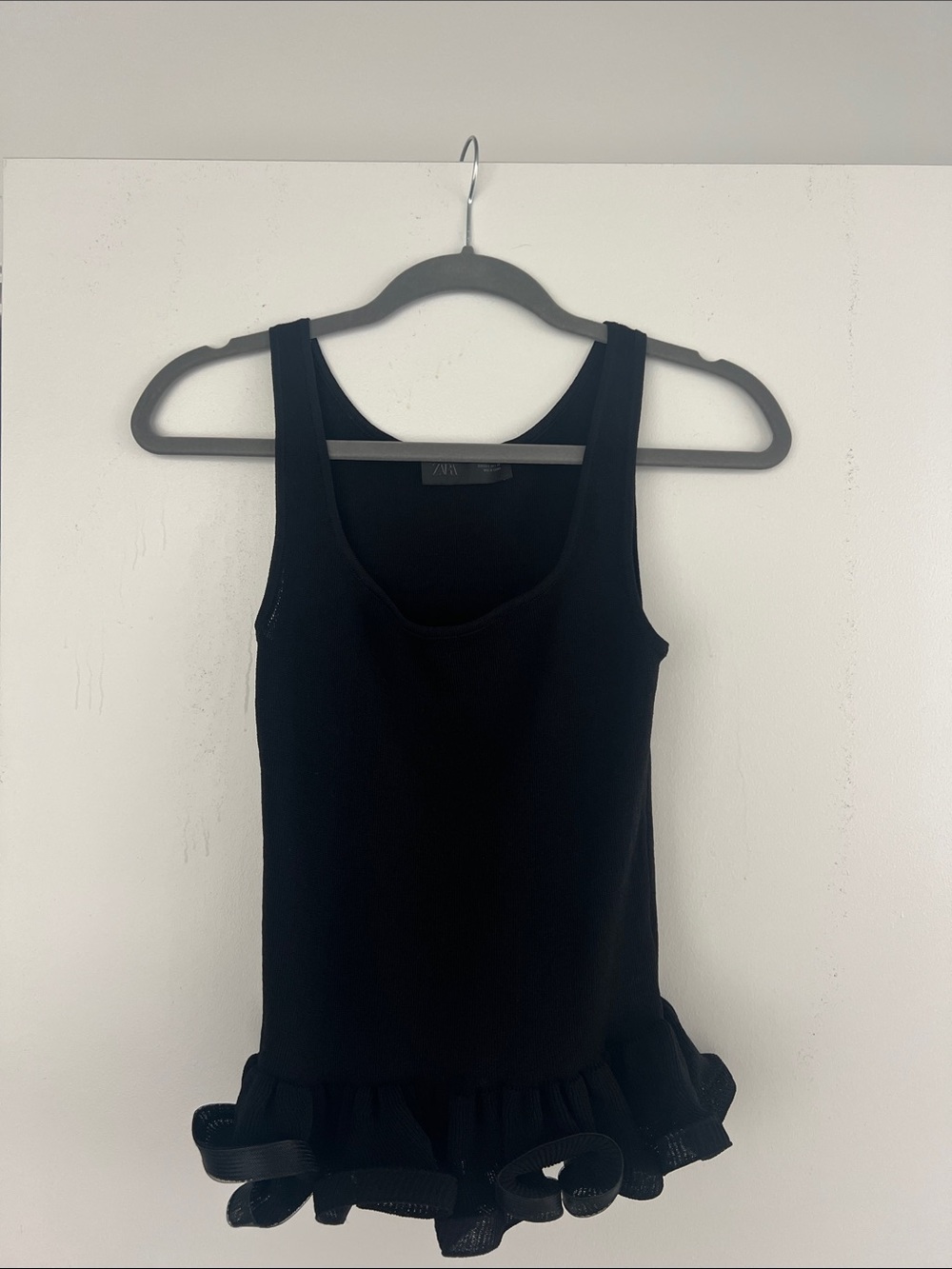 Zara Black Ruffle Hem Tank Top